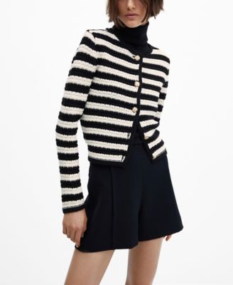MANGO Women's Jewel Buttons Striped Cardigan