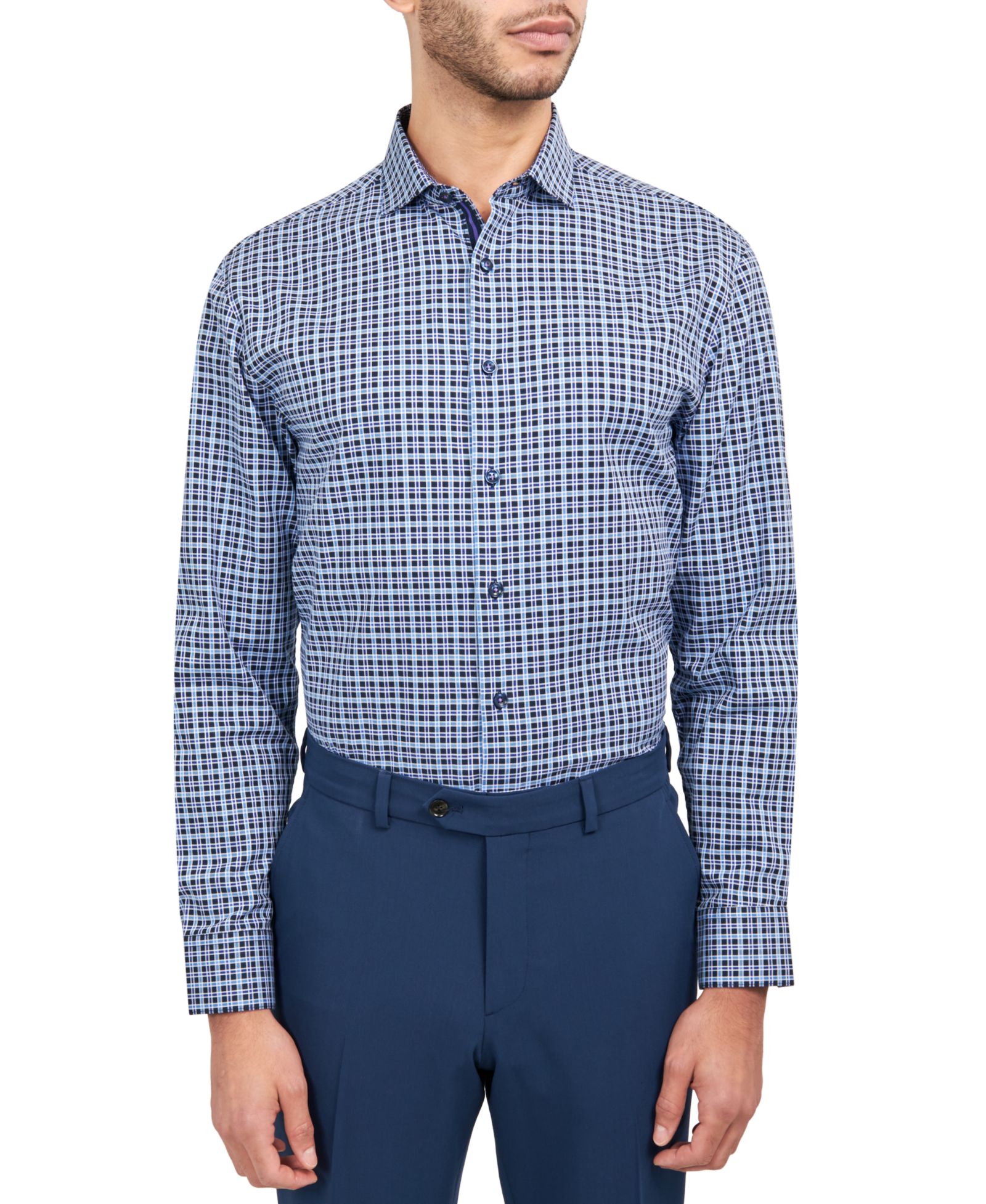 Michelsons of London Men's Regular-Fit Twill Check Dress Shirt