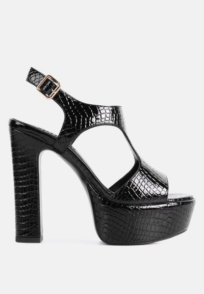 Rag & Co CROC Women's High Heeled Cut Out Sandals