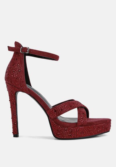 REGALIA Womens Rhinestone Embellished Stiletto Sandals