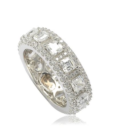 Suzy Levian Modern Eternity Band Ring из стерлингового серебра с кубическим цирконием