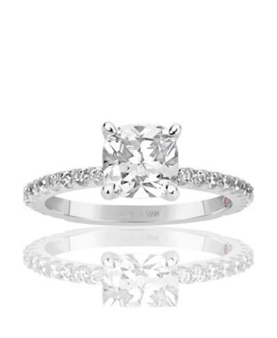 Кольцо Suzy Levian Sterling Silver Cushion Cut Cubic Zirconia Bridal Center Stone