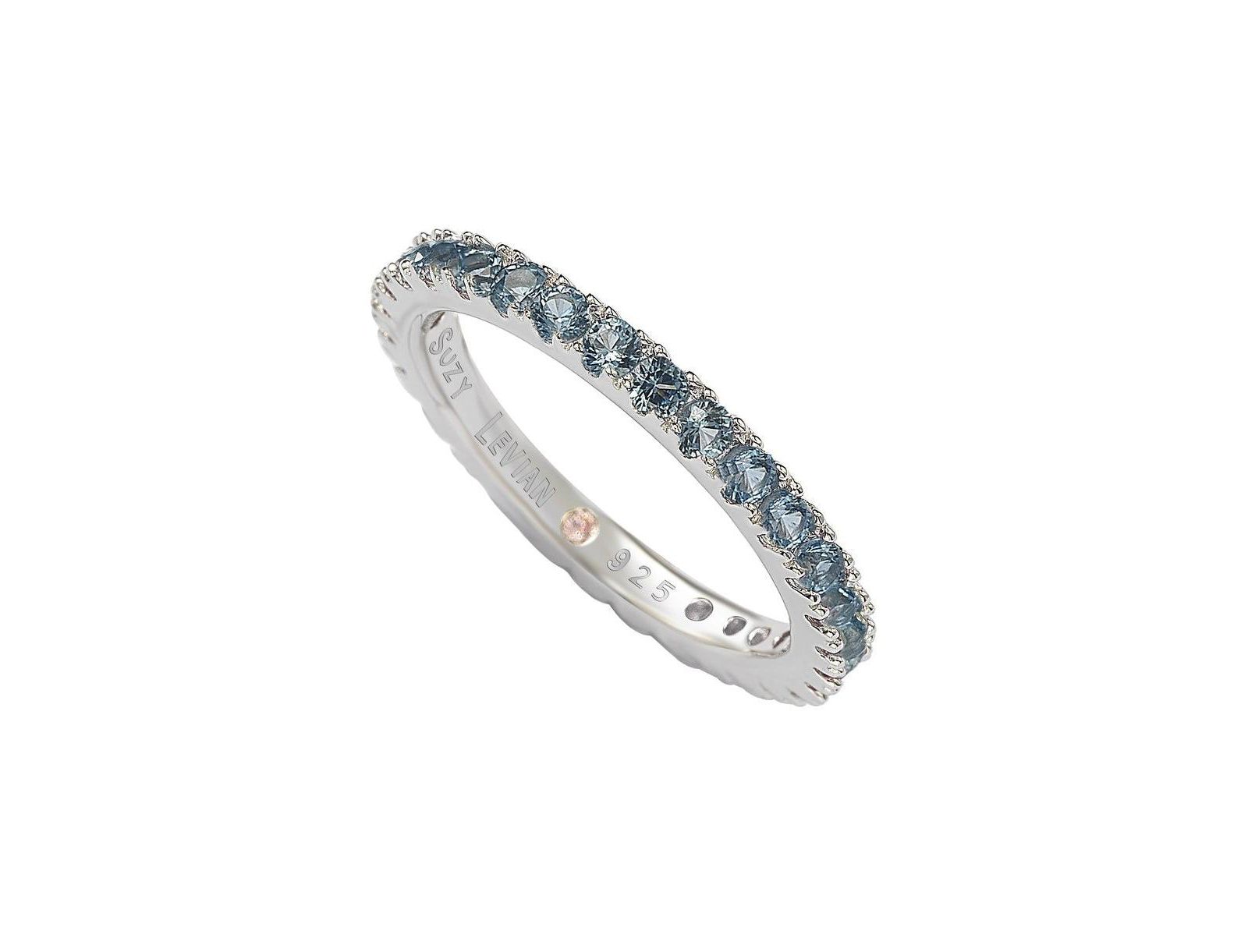 Suzy Levian Sterling Silver Thin Cubic Zirconia Eternity Band Ring