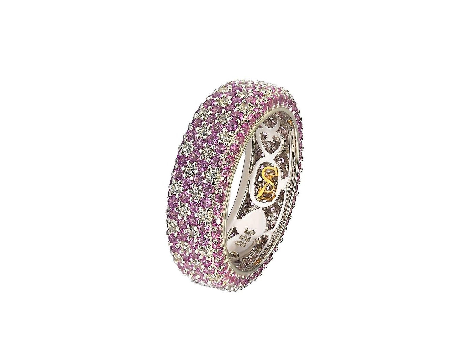 Suzy Levian New York Sterling Silver Sapphire Pave Eternity Band Ring