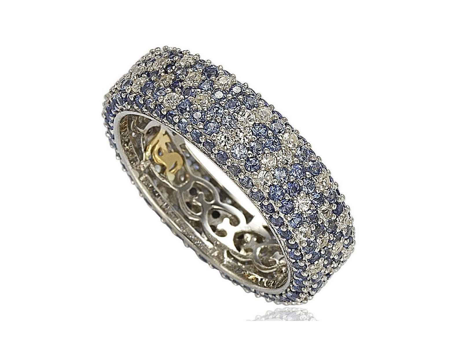 Кольцо-band Suzy Levian New York из стерлингового серебра с сапфирами