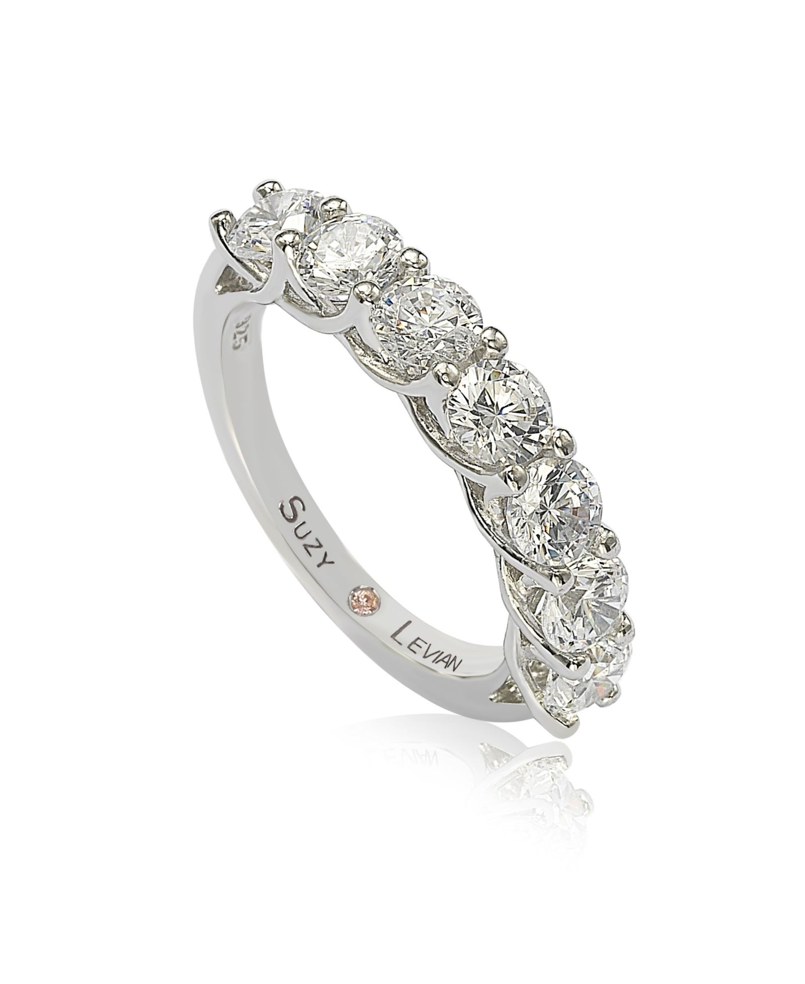 Кольцо Suzy Levian Sterling Cubic Zirconia Alternating & Half Eternity Band