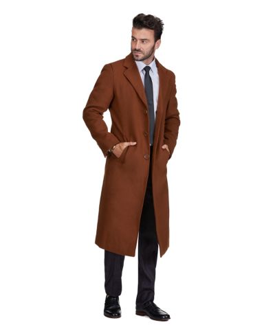 Braveman Мужской Knee Length Wool Blend Three Button Long Jacket Overcoat Top Coat