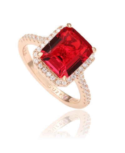 Кольцо Suzy Levian Sterling Emerald-Cut Cubic Zirconia Halo
