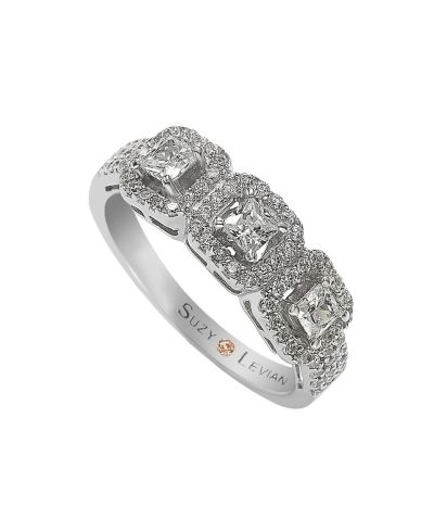 Suzy Levian кольцо с камнями Asscher-Cut из стерлингового серебра и фианитов