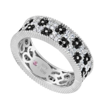 Suzy Levian Sterling Silver кольцо Eternity с двойным цветочным узором из кубического циркония