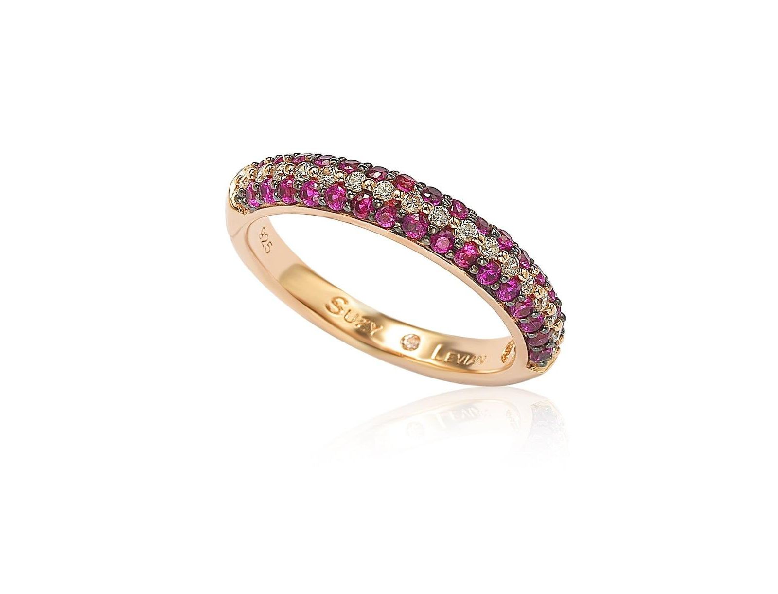 Suzy Levian серьги-кольцо Stackable Band из стерлингового серебра с розовым кубическим цирконием