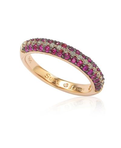 Suzy Levian серьги-кольцо Stackable Band из стерлингового серебра с розовым кубическим цирконием