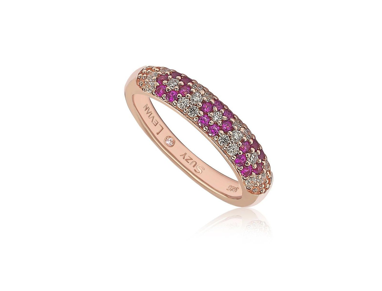 Suzy Levian Sterling Silver Floral Cubic Zirconia Half Band