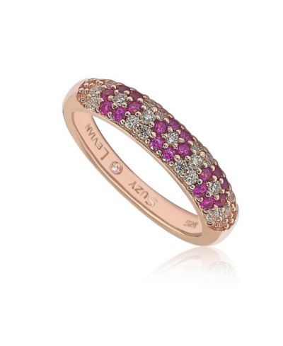 Suzy Levian Sterling Silver Floral Cubic Zirconia Half Band