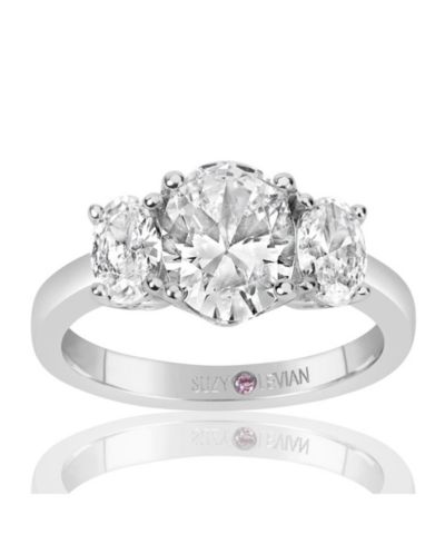 Suzy Levian кольцо с белым овальным кубическим цирконием 3-Stone Center Stone из стерлингового серебра