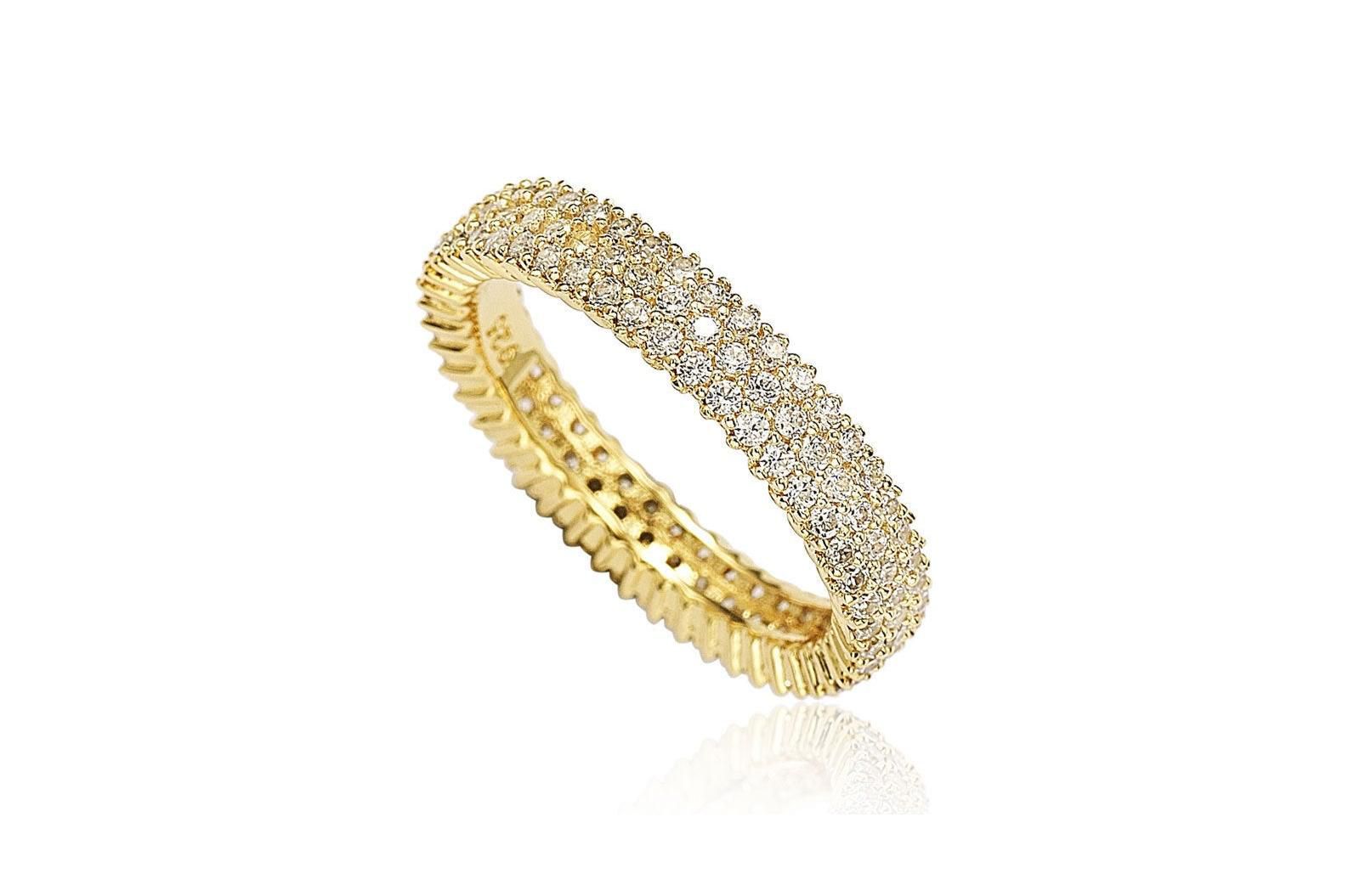 Suzy Levian Sterling Silver Micro-Pave White Cubic Zirconia Eternity Band Ring