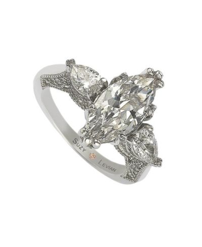 Кольцо Suzy Levian Sterling Silver Marquise Cubic Zirconia Center Stone