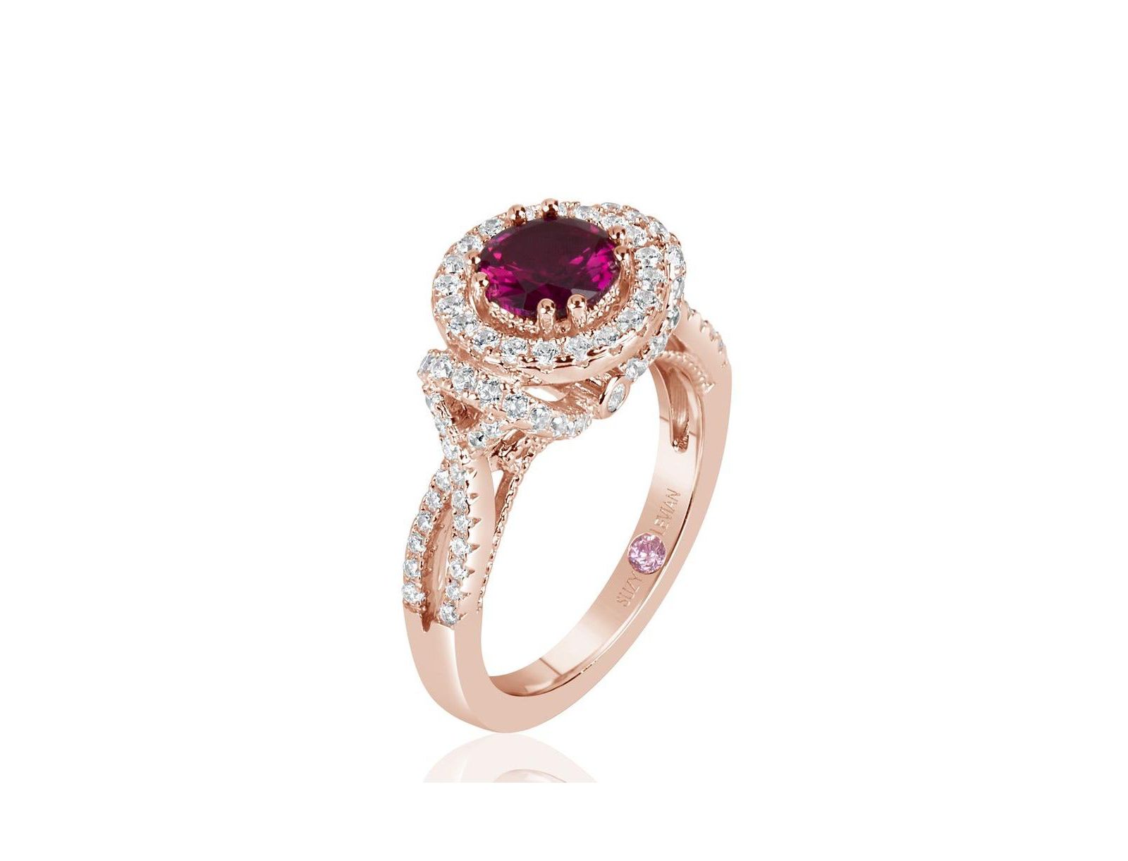 Suzy Levian Rose Sterling Silver Cubic Zirconia Anniversary Ring