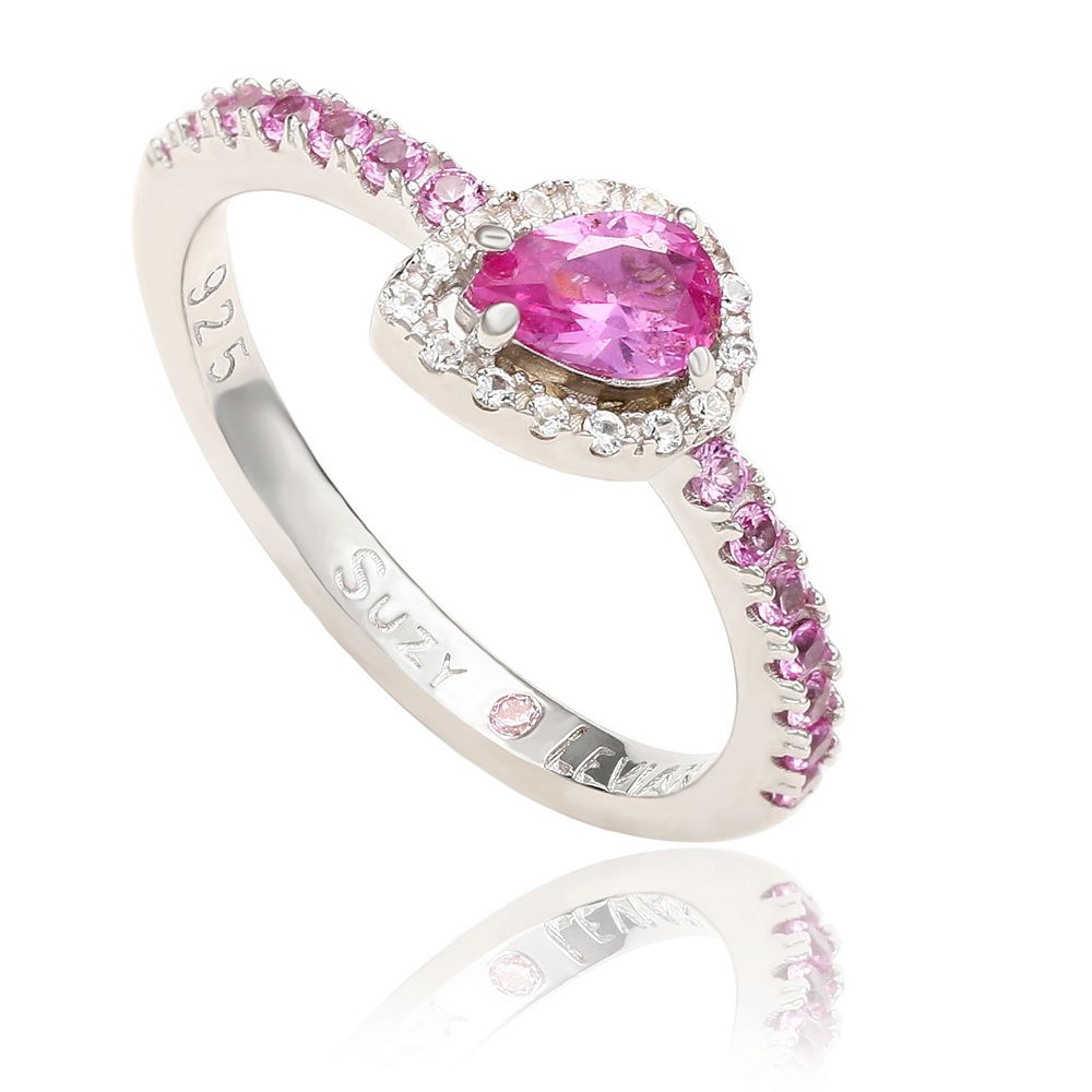 Кольцо Suzy Levian New York Sterling Sapphire Pear Shape Petite