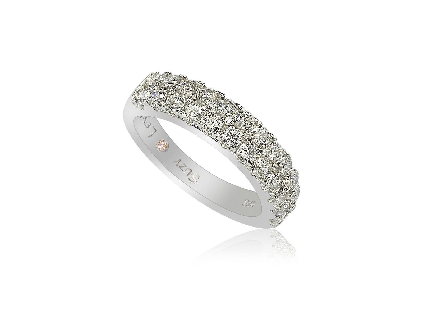 Кольцо Suzy Levian White Cubic Zirconia в стерлинговом серебре Pave Half Eternity