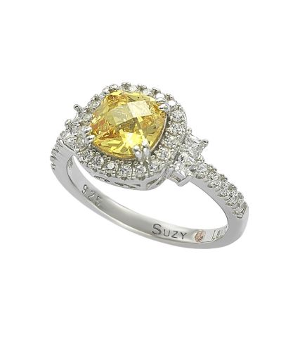 Кольцо Suzy Levian из стерлингового серебра с желтым и белым фианитом
