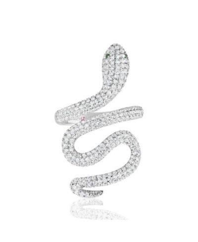 Suzy Levian Sterling Silver Cubic Zirconia Wild Snake Ring