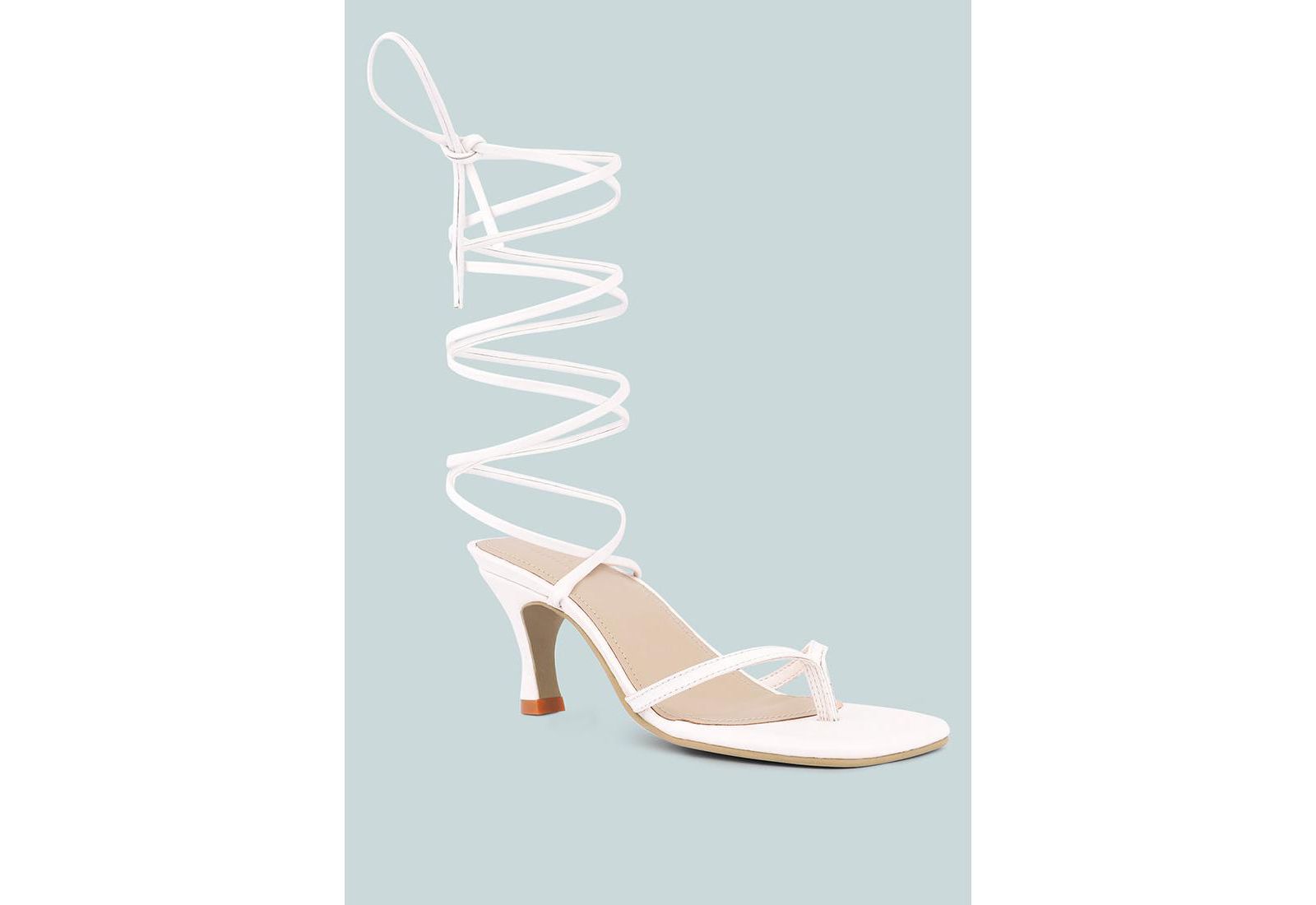 DORITA Womens Kitten Heel Lace Up Sandal