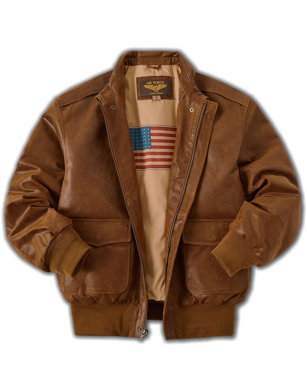 Landing Leathers Men's A-2 Distressed Leather Flight Bomber Jacket