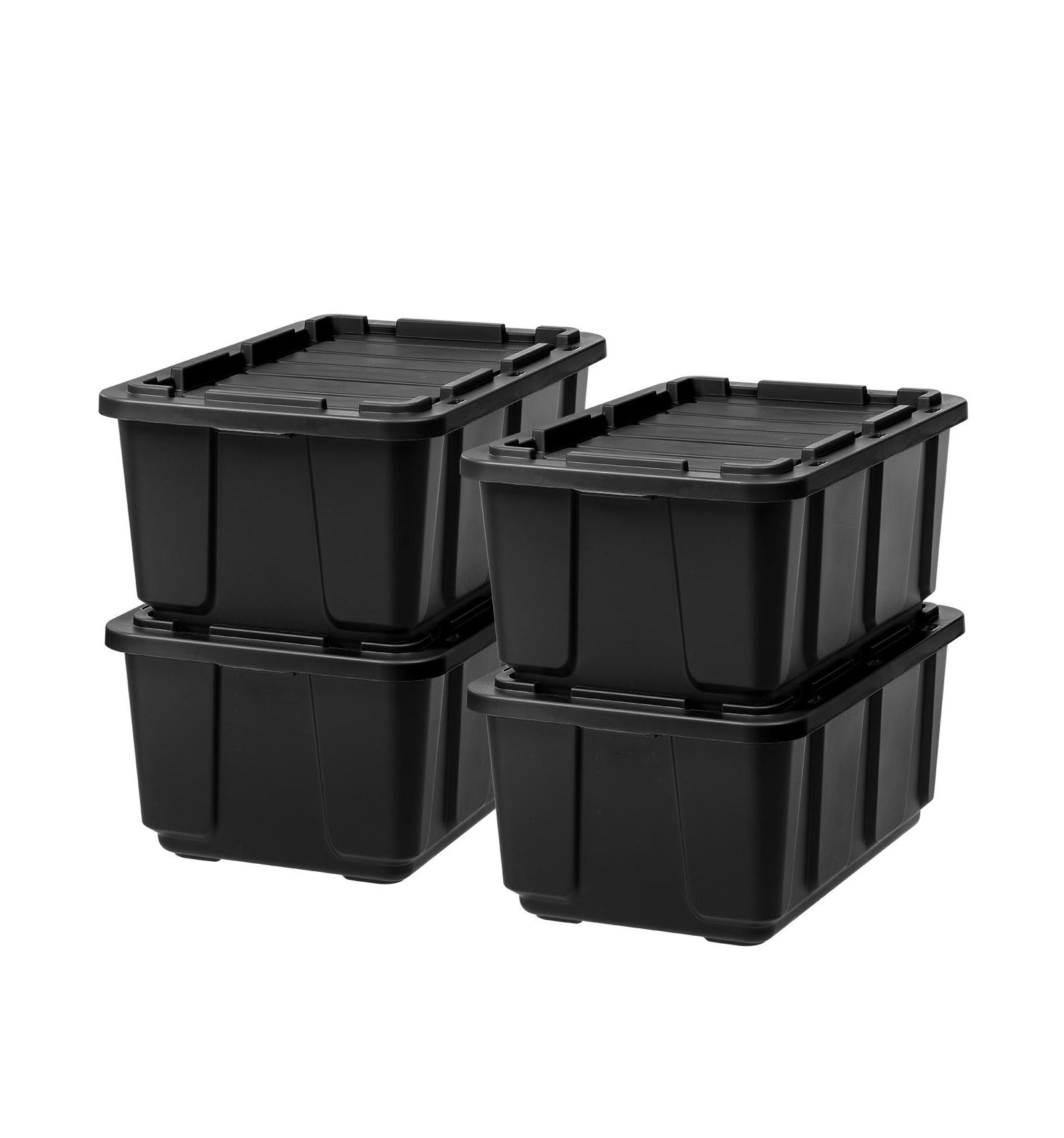 IRIS 27Gal/108Qt 4 Pack Large Heavy-Duty Storage Plastic Bin Tote Container with Durable Lid, Black/Black