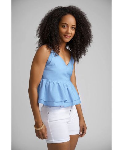 Женский топ Caldwell Collection Women's Angela Peplum с V-образным вырезом и завязками