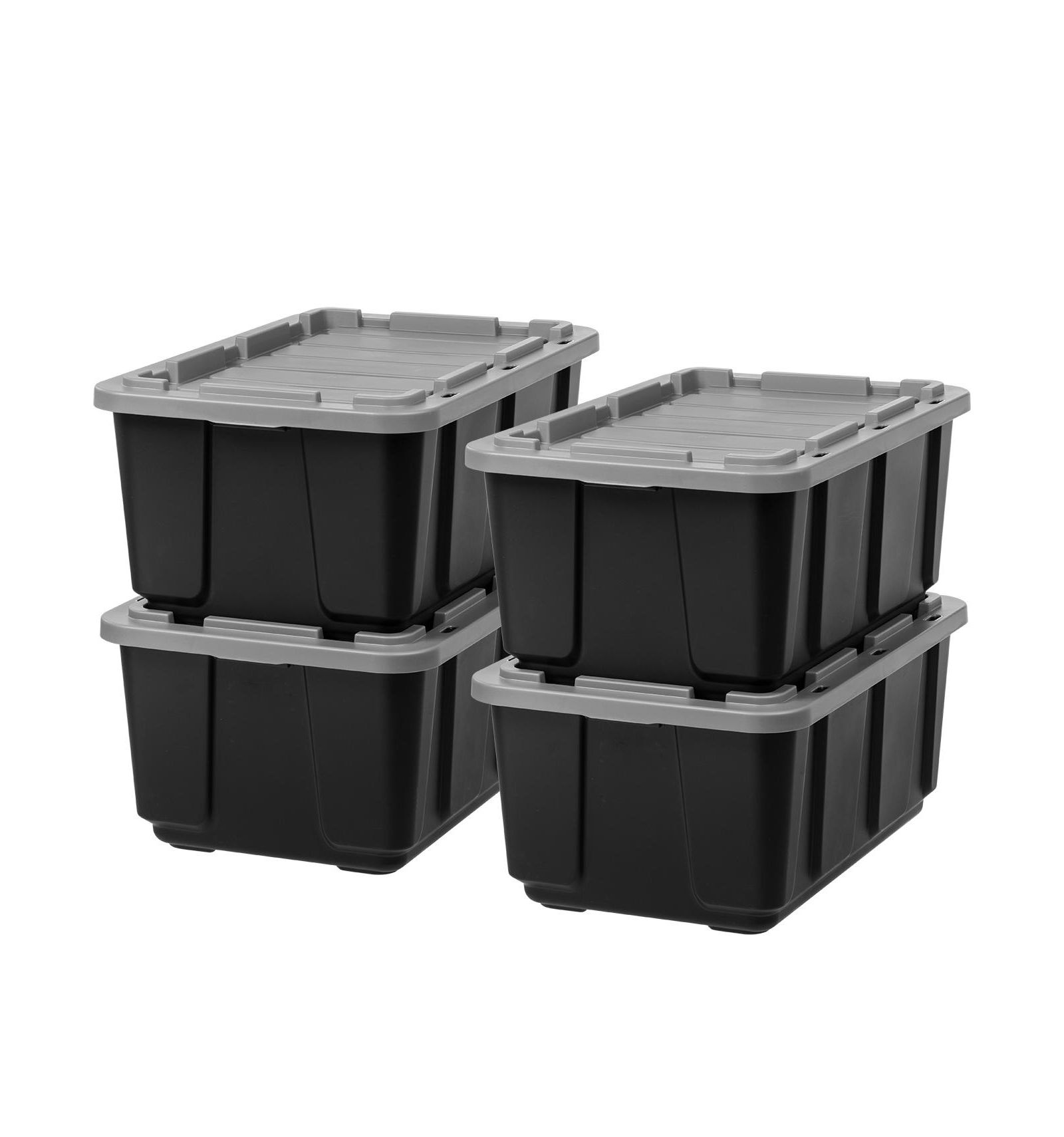 IRIS 27Gal/108Qt 4 Pack Large Heavy-Duty Storage Plastic Bin Tote Container with Durable Lid, Black/Gray