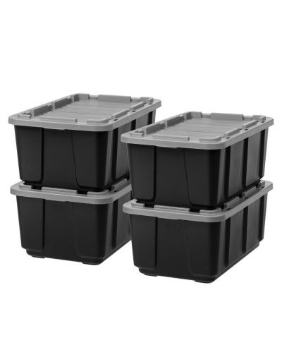 IRIS набор из 4 больших пластиковых контейнеров для хранения с крышкой, Black/Gray