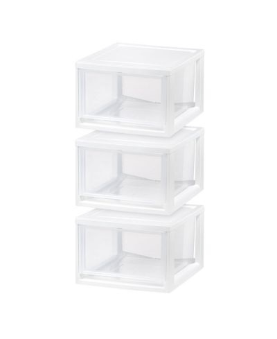 IRIS 14.5 Qt Stackable Storage Drawer, Plastic Drawer Organizer with Clear Doors for Pantry, Closet, Desk, Kitchen