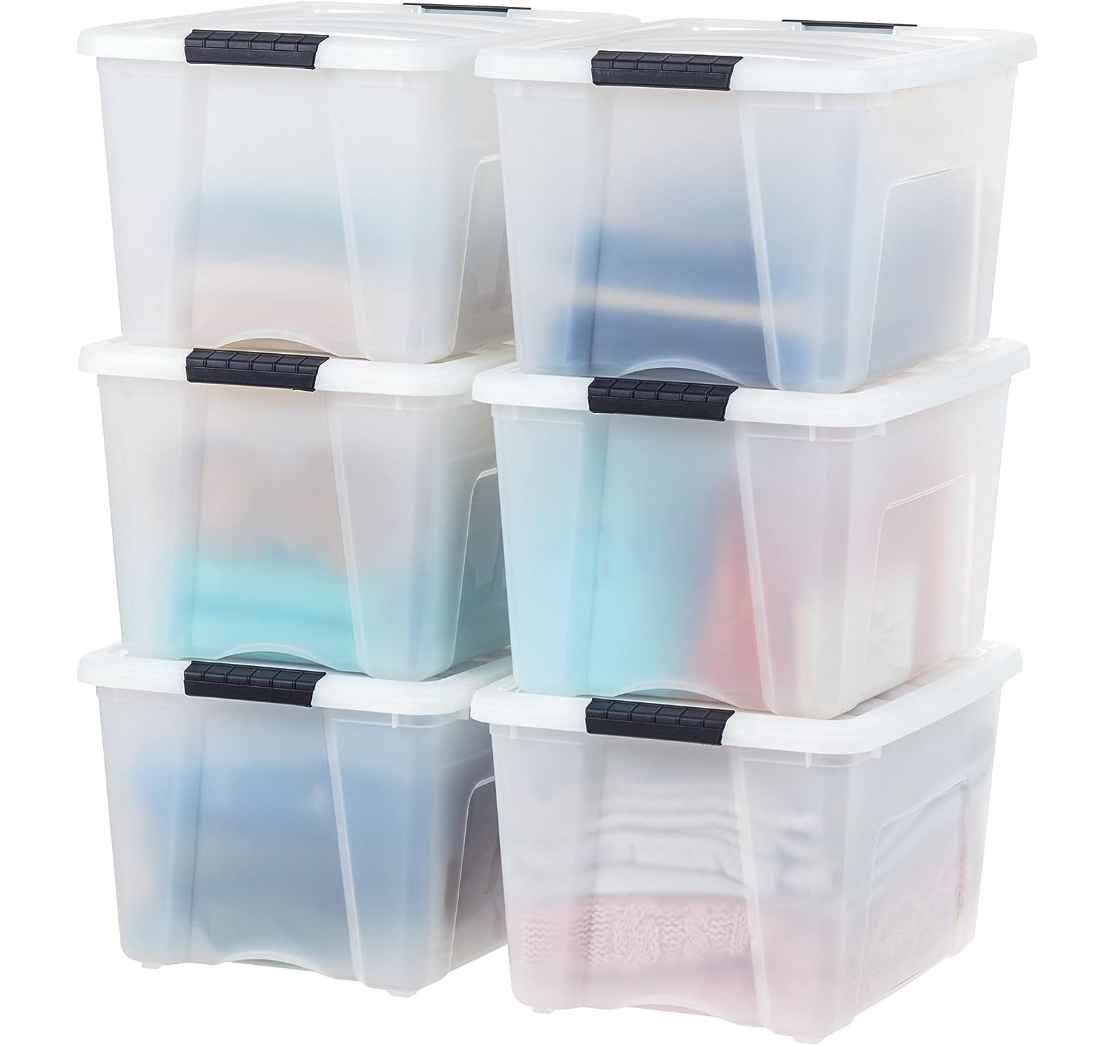 IRIS 6-Pack 40qt Plastic Storage Bin with Lid and Secure Latching Buckles