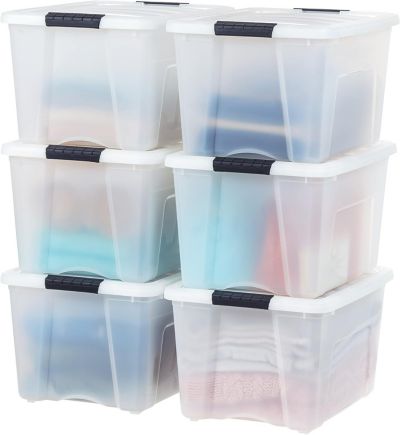 IRIS 6-Pack 40qt Plastic Storage Bin with Lid and Secure Latching Buckles
