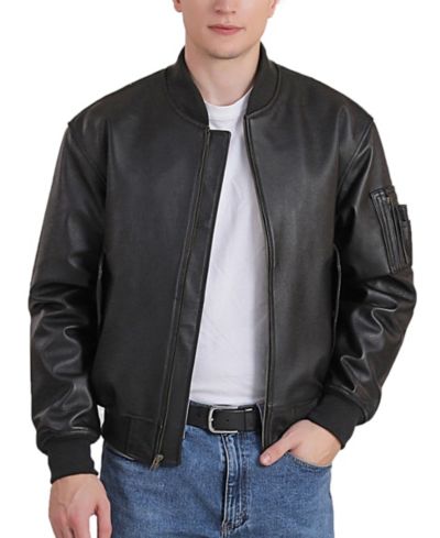 Landing Leathers Men MA-1 Leather Flight Bomber Jacket