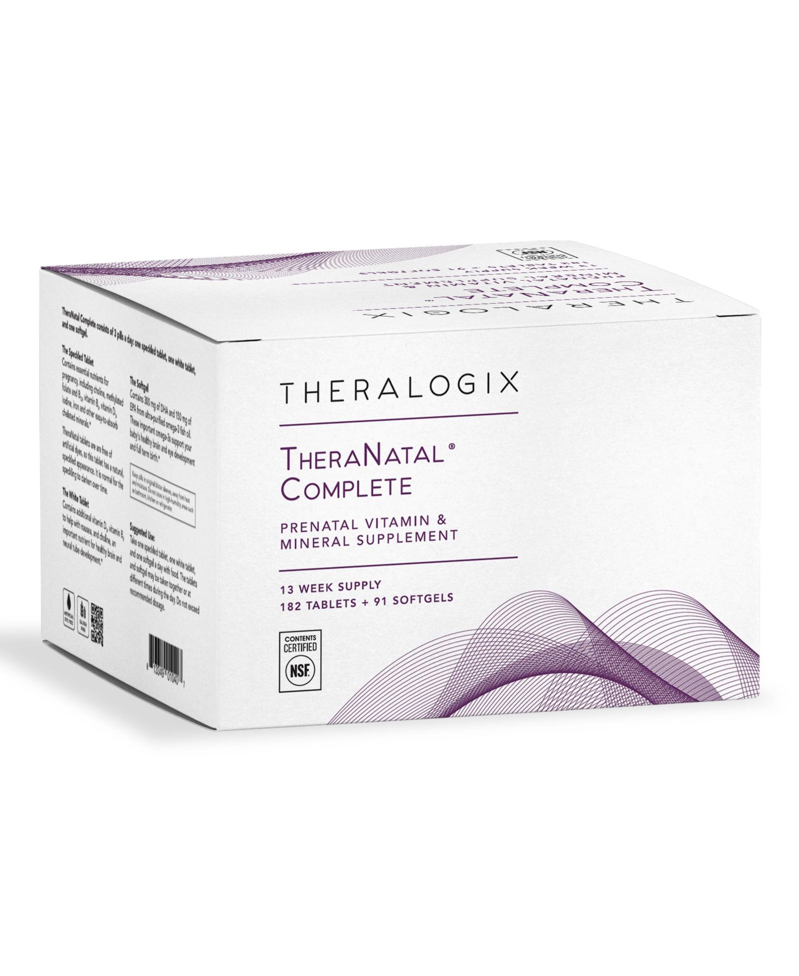 Theralogix TheraNatal Комплекс витаминов для беременных - запас на 91 день - с DHA, витамином D3, фолатом, йодом, холином, железом и др. - NSF Certified