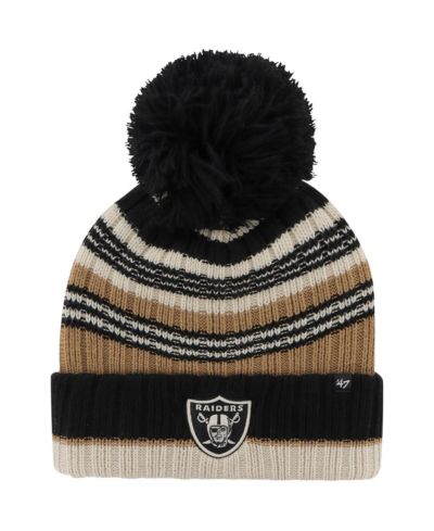 Women's '47 Brand Natural Las Vegas Raiders Barista Cuffed Knit Hat with Pom