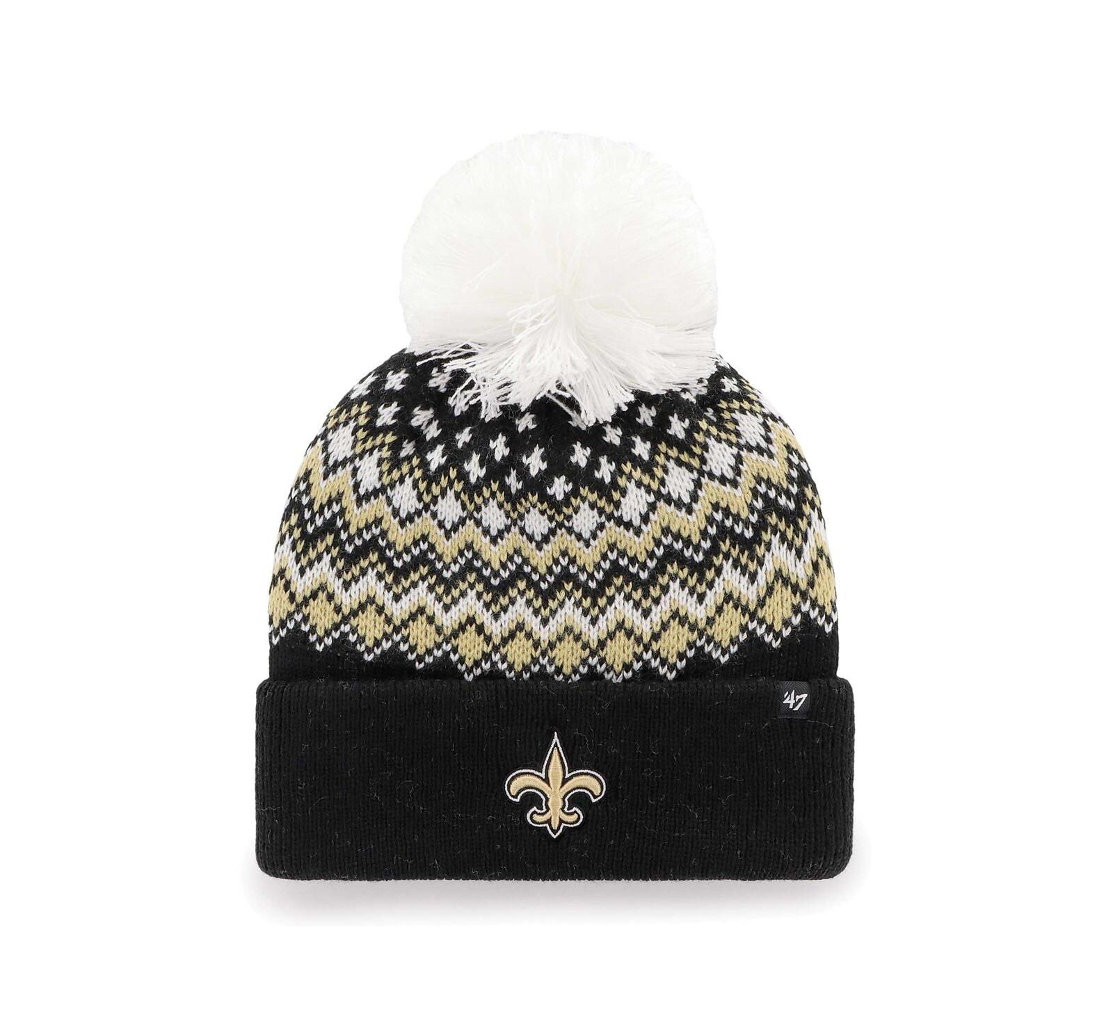 Women's '47 Brand Black New Orleans Saints Elsa Cuffed Knit Hat with Pom