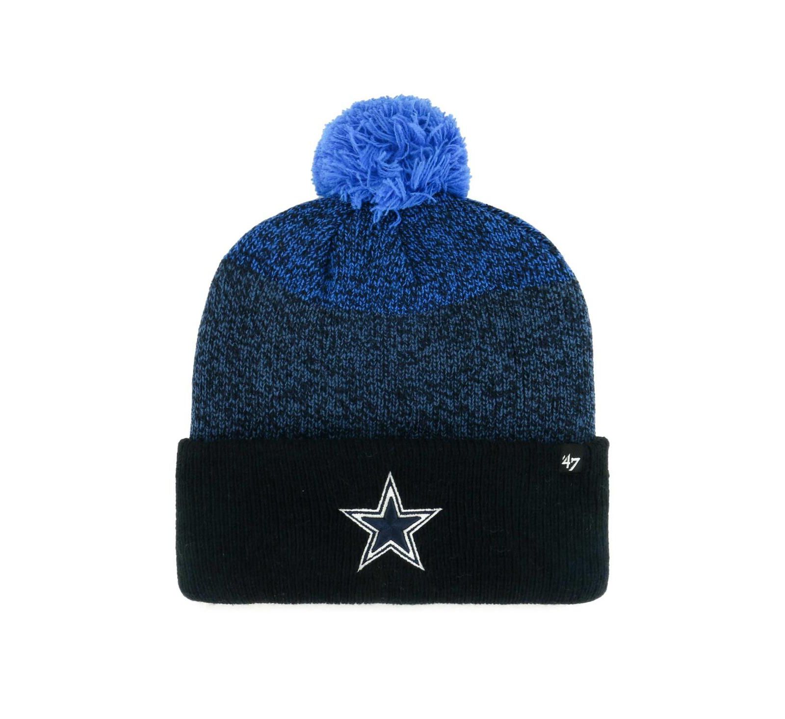 Мужская вязаная шапка '47 Brand Navy Dallas Cowboys Dark Freeze Cuffed Knit Hat with Pom