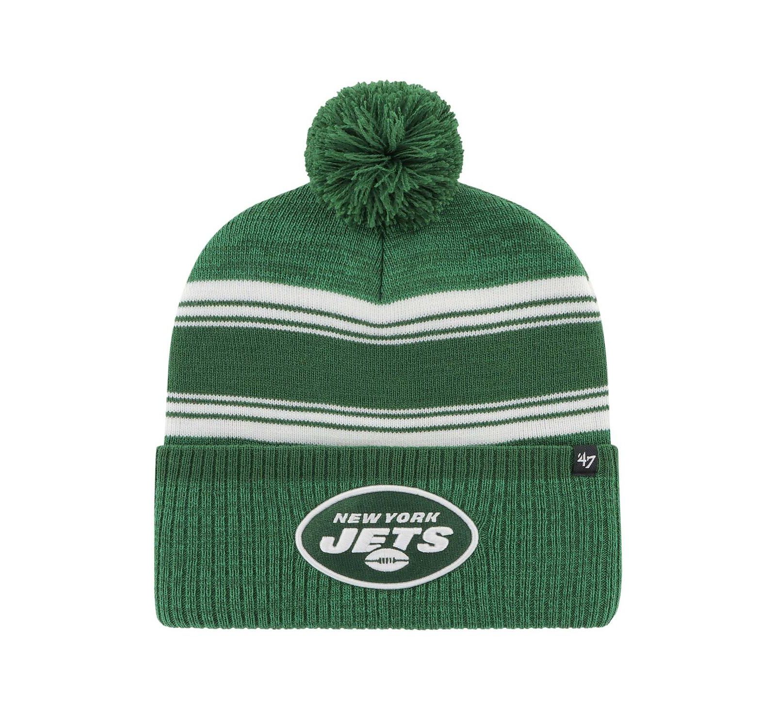 Мужская вязаная шапка '47 Brand New York Jets Fadeout с помпоном, зеленая