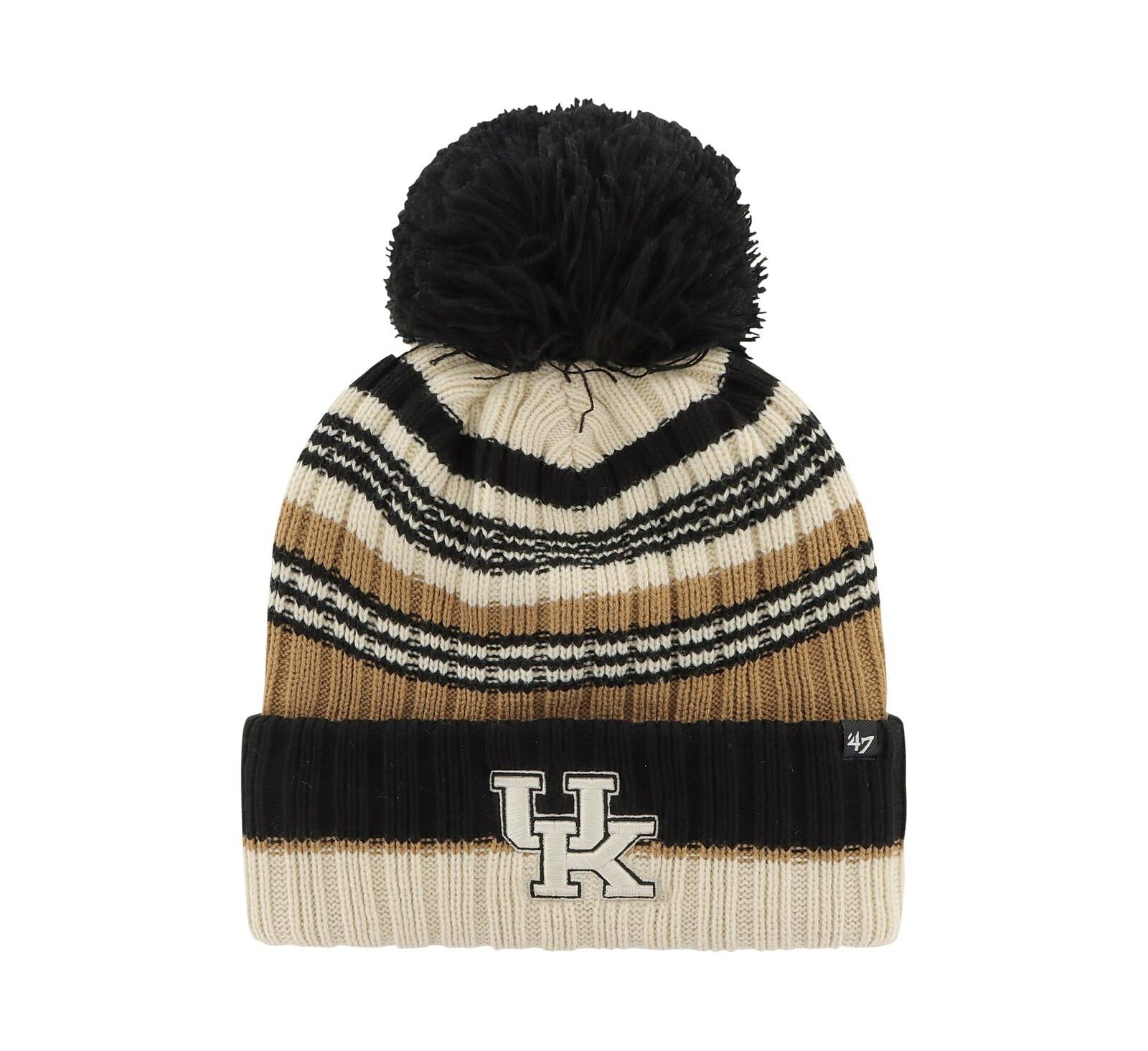 Женская вязаная шапка '47 Brand Khaki Kentucky Wildcats Barista Cuffed с помпоном