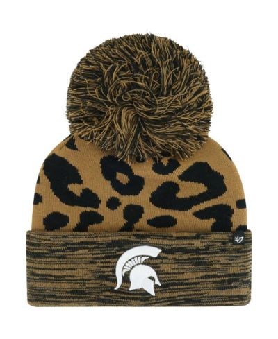'47 Brand женская вязаная шапка с помпоном, коричневая, Michigan State Spartans Rosette