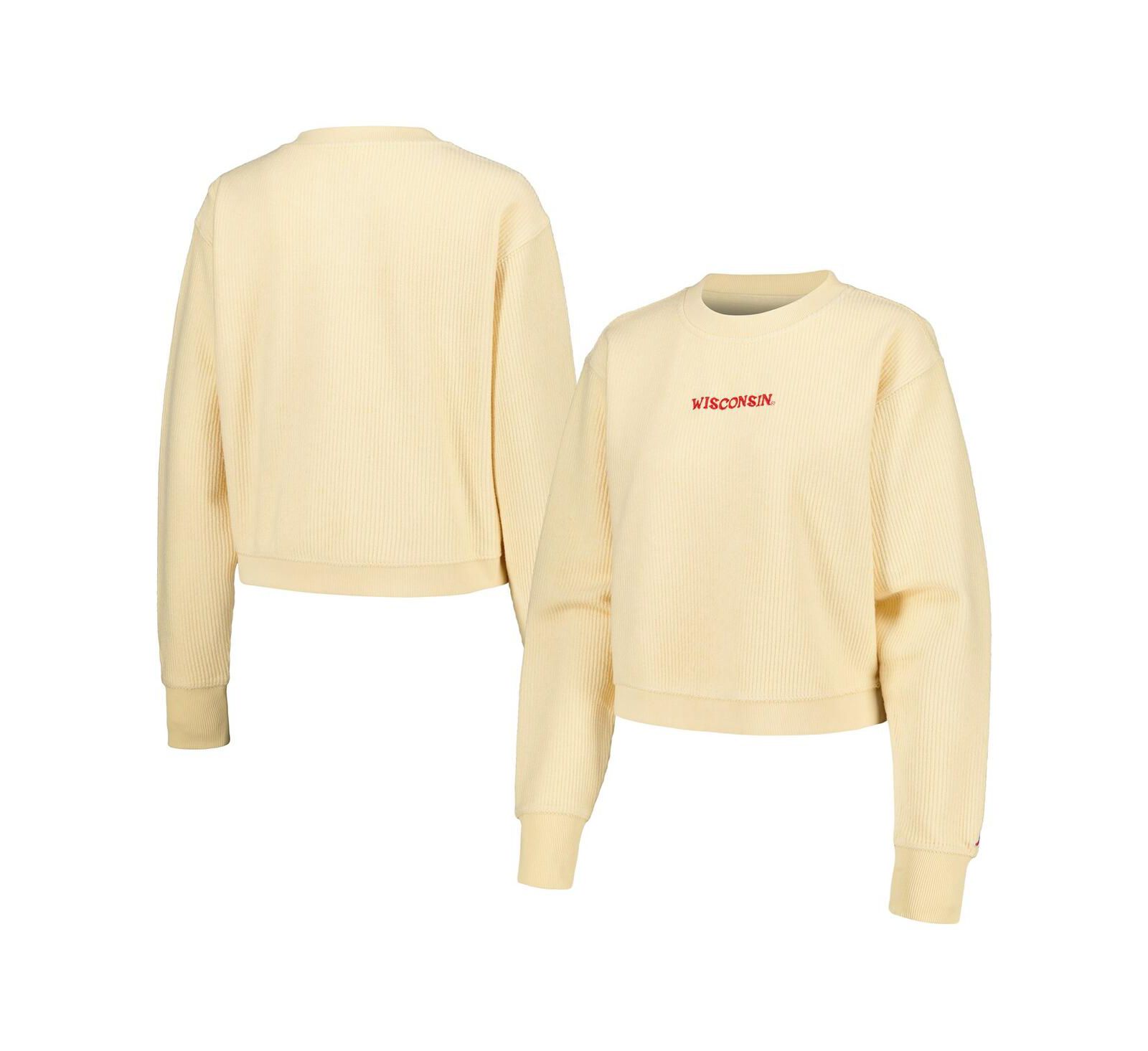 Женский укороченный джемпер League Collegiate Wear Cream Wisconsin Badgers Timber