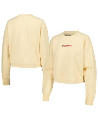 Women's League Collegiate Wear Cream Wisconsin Badgers Timber Cropped Pullover Sweatshirt