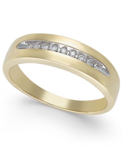 Мужское кольцо с бриллиантом и матовой отделкой в 10k Gold (1/10 ct. t.w.)