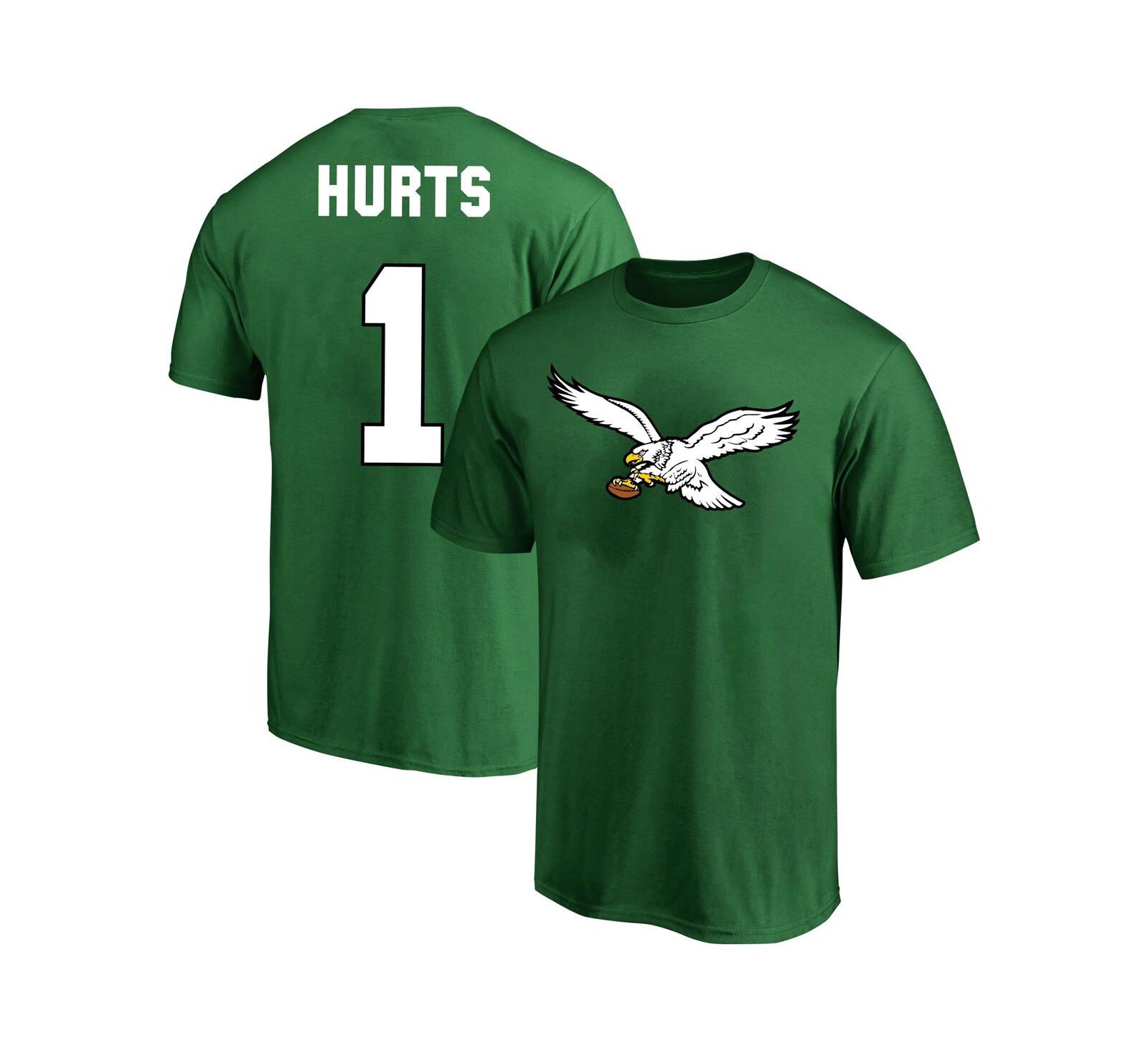 Men's Fanatics Jalen Hurts Kelly Green Philadelphia Eagles Big and Tall Throwback Player Name and Number T-shirt