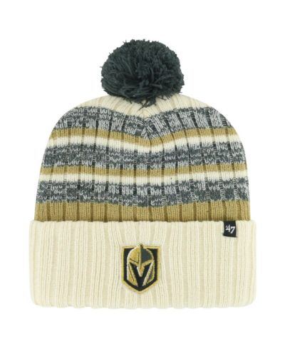 Мужская вязаная шапка '47 Brand Cream Vegas Golden Knights Tavern Cuffed Knit Hat with Pom