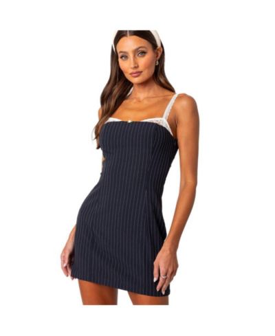 Edikted Women's Pinstripe bra detail mini dress