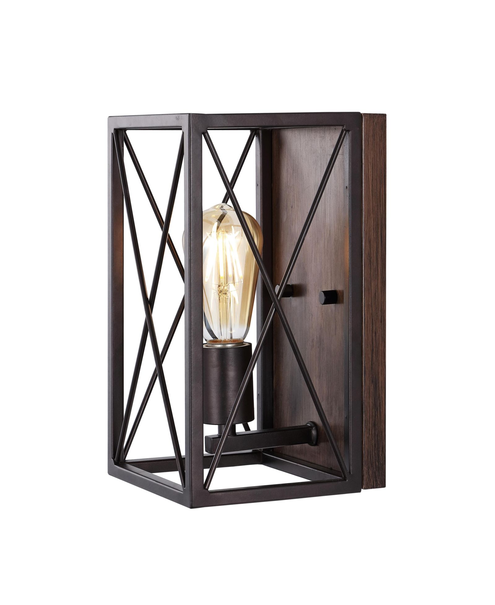 Norris X Frame Farmhouse Rustic Iron LED Sconce